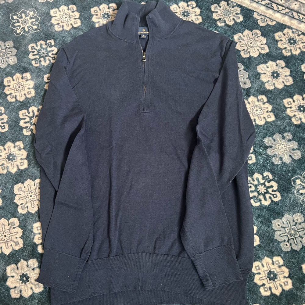 Brooks Brothers Men's Dark Blue Zip-Up Sweater